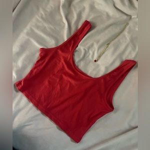 Red shein tank top and red matching necklace